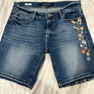 Driftwood | Women's Embroidered Denim Jorts - Blue